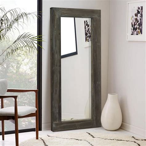 Farmhouse Wood Frame Floor Mirror Vertical And Horizontal Hanging