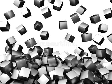 Dark Silver Cubes Abstract Metallic Background Stock Illustration