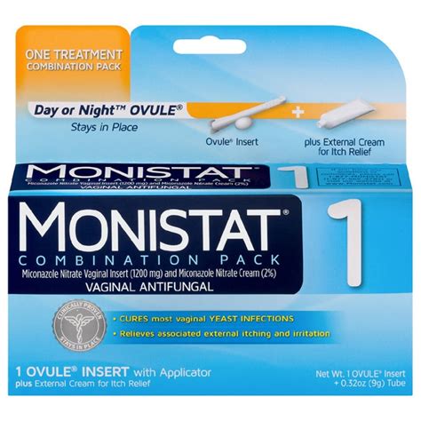 Monistat 1 Day Or Night Combination Pack Vaginal Antifungal Treatment