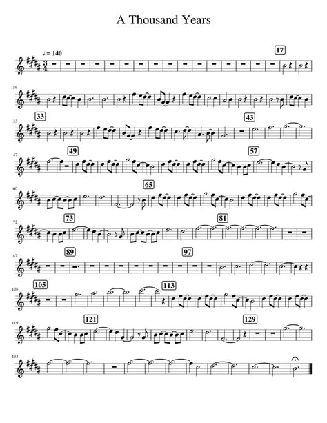 A Thousand Years Sheet Music For Saxophone Alto Solo