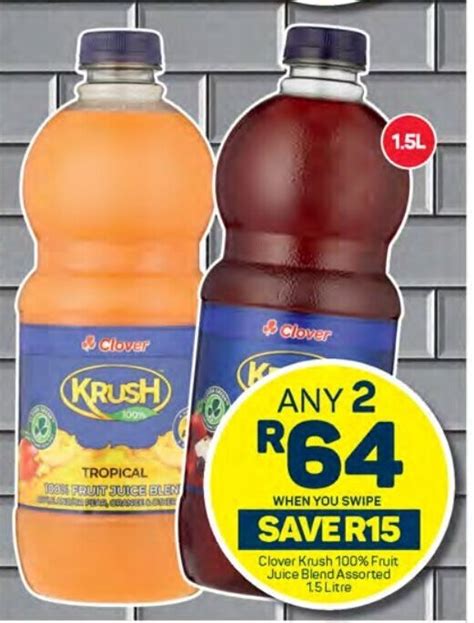 Clover Krush 100 Fruit Juice Blend Assorted 15 Litre Offer At Pick N Pay