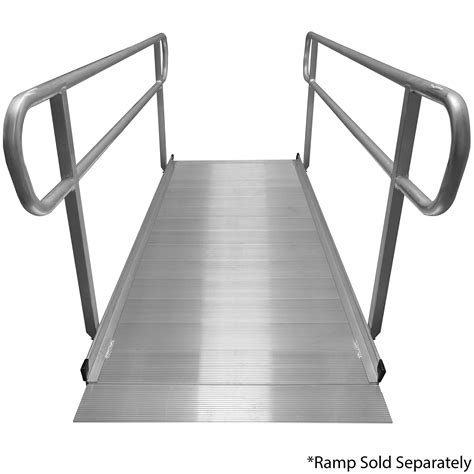 Titan Ramps Wheelchair Entry Ramp Handrails Only 8 Brushed Aluminum