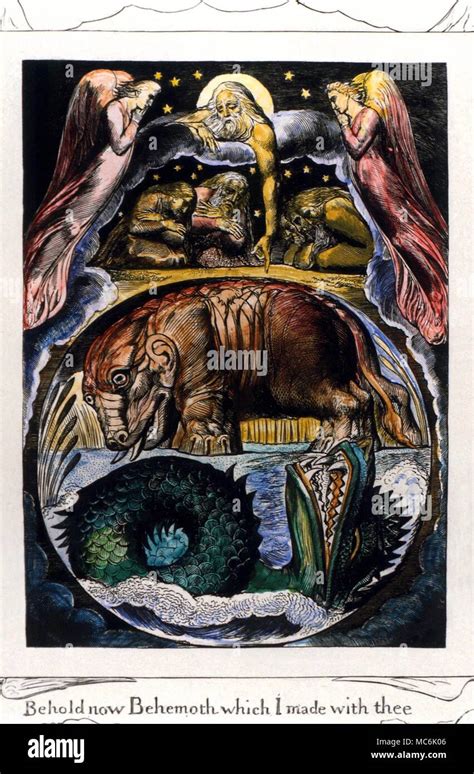 Los Demonios Behemoth Y Leviatán Grabado De William Blake Como Uno De Sus Ilustraciones Para