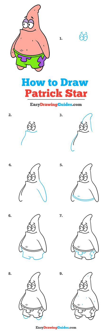 How To Draw Patrick Star From Spongebob Squarepants Really Easy Drawing