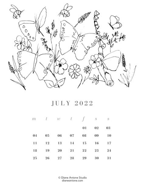 2022 Coloring Calendar Diane Antone Studio