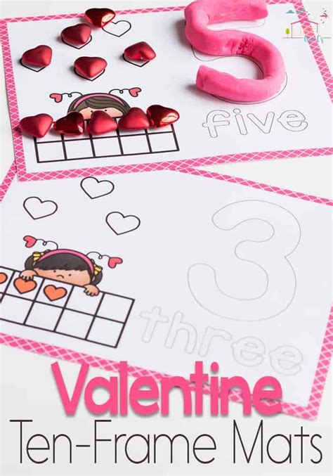 Valentine Ten Frame Number Mats Preschool Valentines Valentine