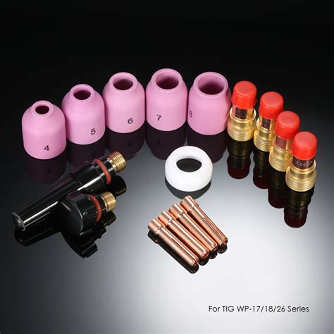 16pcs TIG Welding Torch Stubby Gas Lens Kit Cup Collet Body Nozzle For
