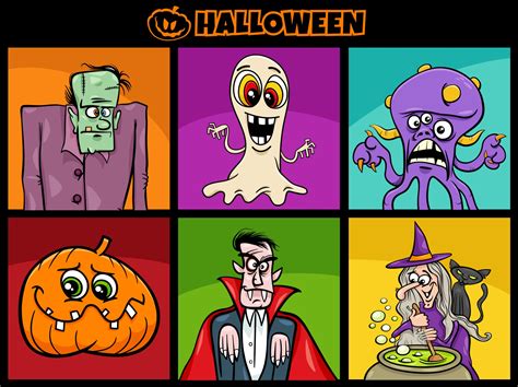 Halloween Holiday Cartoon Scary Characters Set 3336598 Vector Art At