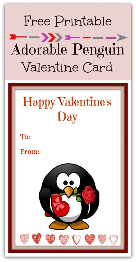 Here are the valentine's day card ideas these candy arrows are a cute way to say, happy valentine's day without a little card. Free Printable Cute Penguin Valentine's Day Card