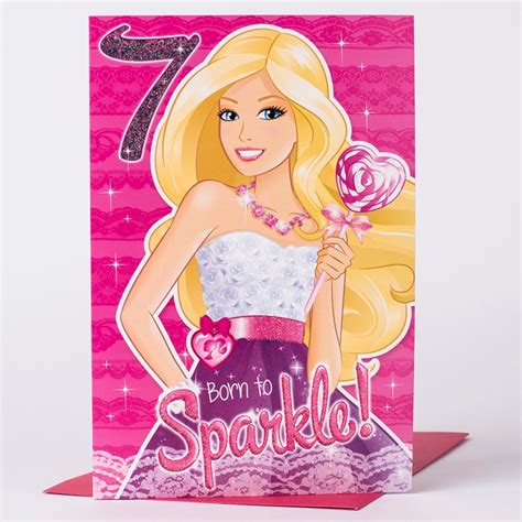 7th Birthday Card Barbie Born To Sparkle Only 99p