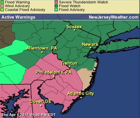 Severe Thunderstorm Watch Issued In 7 Nj Counties