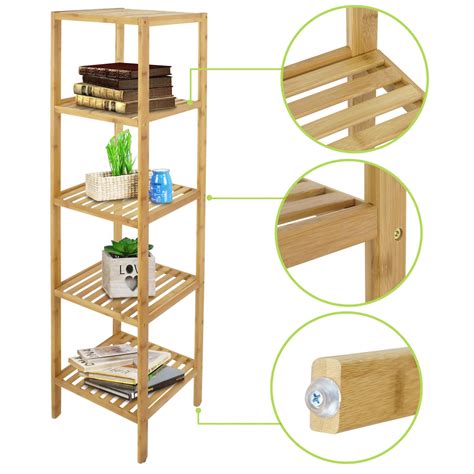 In french architect jacques grange's paris apartment, a sleek étagerè houses towels and toiletries, while also showcasing a sculpture by louise bourgeois. Zeny 100% Bamboo Bathroom Shelf 5-Tier Multifunctional ...
