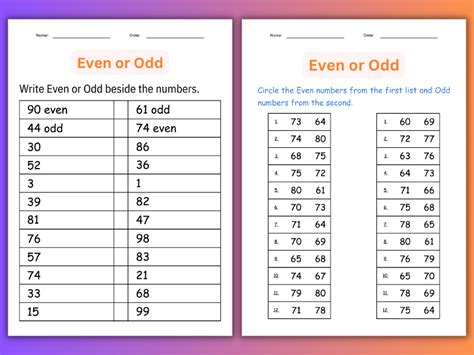 Printable Odd And Even Numbers Worksheet Odd And Even Digital For
