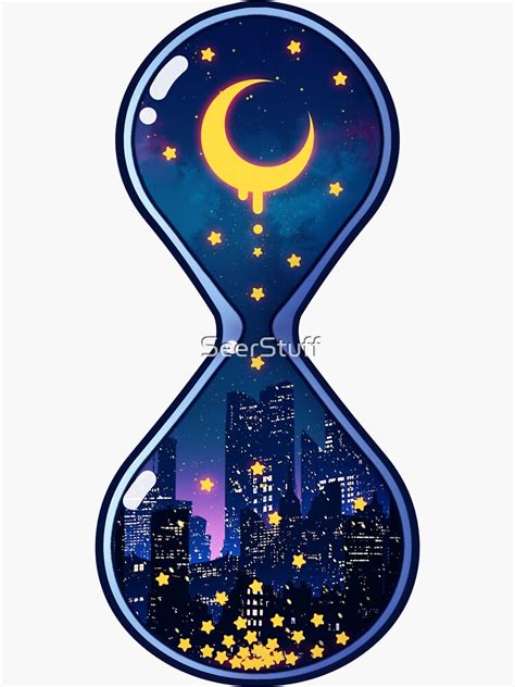Moon Hourglass Sticker For Sale By Seerstuff Redbubble
