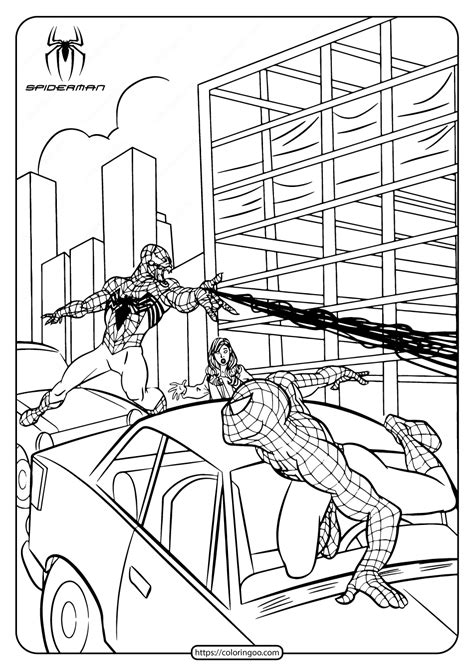 Marvel Black Spiderman Fighting Coloring Page - Free Printable Coloring