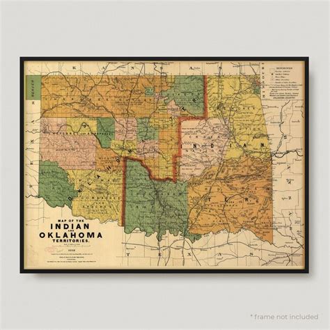 Map Of The Indian And Oklahoma Territories Historical Map Of Oklahoma