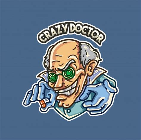 Crazy Doctor Premium Vector Cartoon Logo Cartoon Design Cartoon Art