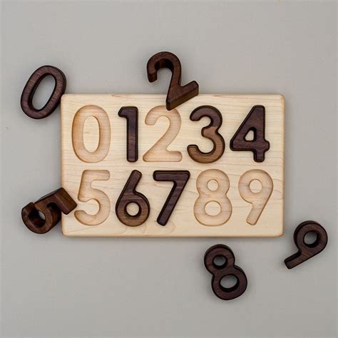 0 9 Wooden Number Puzzle Wooden Numbers Wooden Maple Wood