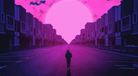 6000x1688 Alone Walking On Road Vaporwave 6000x1688 Resolution