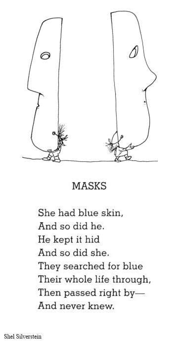 Masks By Shel Silverstien Silverstein Poems Words Shel