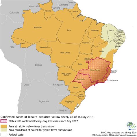 Yellow Fever Distribution And Areas Of Risk In Brazil As Of 25 May 2018