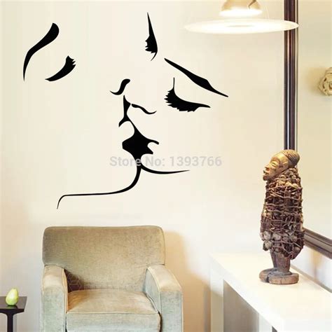 Couple Kiss Wall Stickers Home Decor 8468 Wedding Decoration Wall Sticker For Bedroom Decals