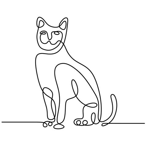 Minimalist Cats In Abstract Hand Drawn Style One Line Drawing Of Cute