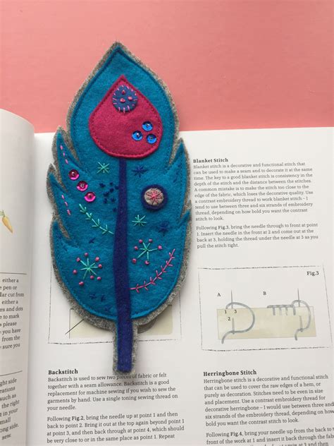Bookmark Handmade Wool Felt Feather Bookmark With An Opulent Etsy