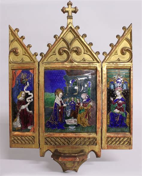 A 17th 18th Century French Enamel Three Piece Triptych Est £600 £800