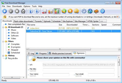 The tool can increase download speeds up to 5 times faster than an ordinary download and offers tools to help organize your files. Free Download Manager - Download