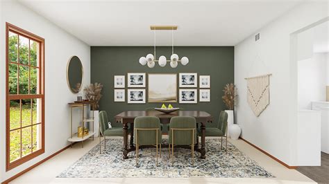 Rich Olive Green A Contemporary Dining Room Spacejoy