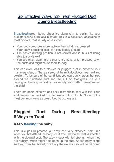 Six Effective Ways Top Treat Plugged Duct During Breastfeeding