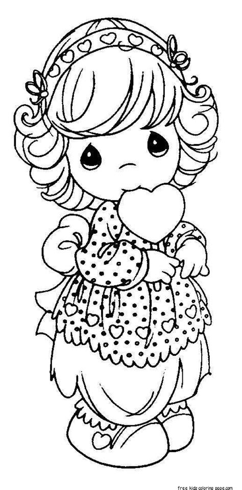 precious moments girls smile  heart coloring pages  printable coloring pages  kids