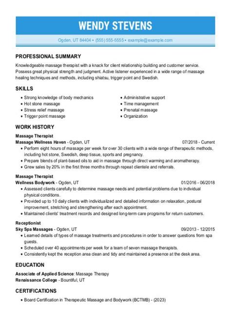 Physical Therapy Massage Therapist Resume Examples For 2024 Templates And Tips
