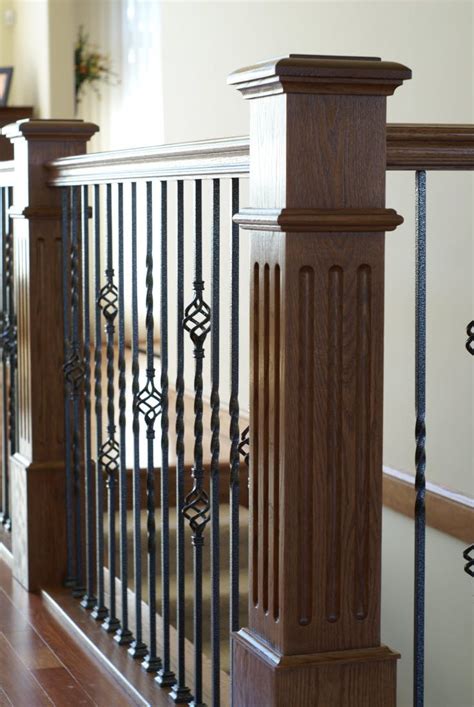 Timber handrails or wood handrail is often used as part of a staircase or guard rail. Stair Systems | square fluted box newels with wood ...