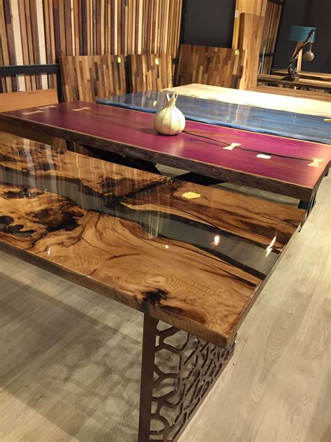 Custom epoxy table, resin dining table, center top live edge table, wood walnut dining table office desk conference table, clear epoxy table. Wood and Resin Dining Table | Wood table design, Epoxy ...