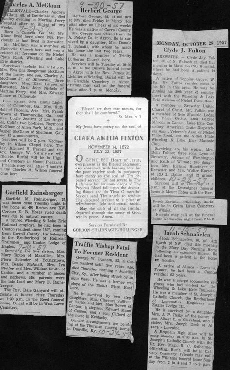 News Article - Seven Obits 1957 | The Nickel Plate Archive