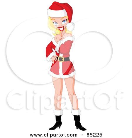 Royalty Free Rf Clipart Illustration Of A Sexy Christmas Pinup Woman Dancing In A Santa Suit