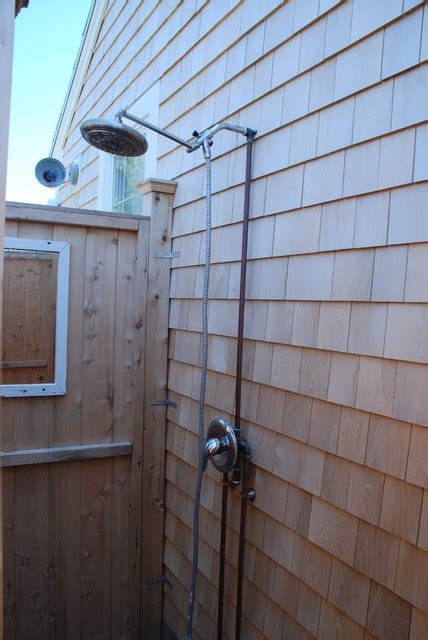Cedar Outdoor Showers Traditional House Exterior Boston By Cape