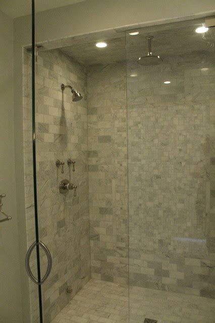 The fact that the marble. Stunning Marble Walk-in Shower - Traditional - Bathroom ...