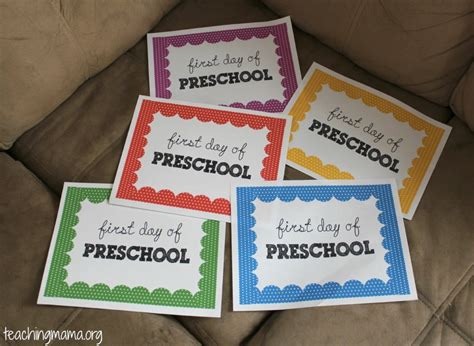 Kids can develop their english and math skills with worksheets that cover phonics, addition, color by number, color by letter, and writing. FREE 'First Day of Preschool' Cards and Printables | Free ...