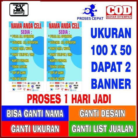 TERMURAH SPANDUK BANNER KONTER TERMURAH PAKET HEMAT Ukuran 100 X 50