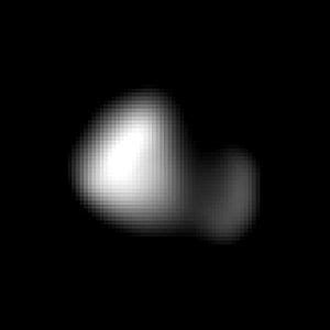 An image of kerberos, one of the two tiny moons of pluto, has finally been returned by the us kerberos's larger lobe is judged to be about 8km across. Kerberos (moon) - Wikipedia