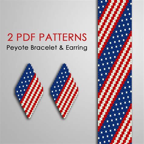 Usa Flag Peyote Bead Patterns For Bracelet And Earring 2 Pdf Etsy