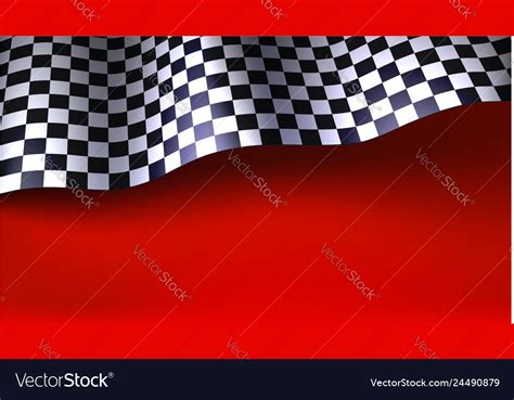 Waving Checkered Racing Flag On Red Background Vector Image