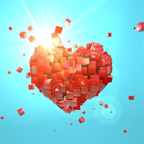 2932x2932 Heart Explosion Love Red Abstract Valentine Day Ipad Pro