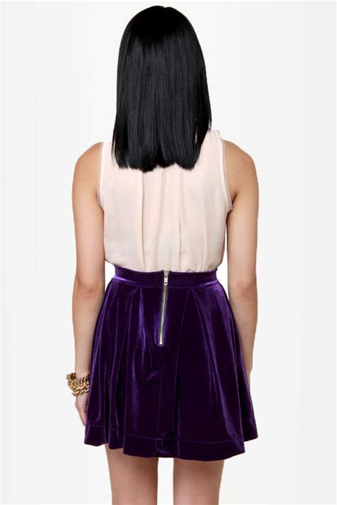 Cute Purple Skirt Mini Skirt Velvet Skirt 4400