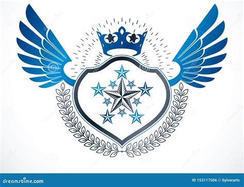 Luxury Heraldic Vector Winged Emblem Vector Blazon Created Using