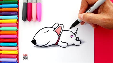 Aprende A Dibujar Un Perrito Bull Terrier Durmiendo Youtube