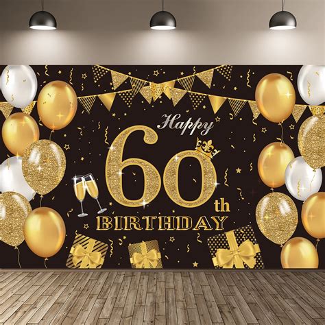 Buy 60th Birthday Party Decoration Extra Large Black And Gold Sign